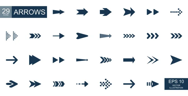 Піктограми Стрілками Велика Колекція Різних Знаків Стрілок Векторні Ілюстрації — стоковий вектор