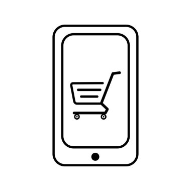 Süpermarketten alınan tekerleklerin üzerinde soyut web simgesi market arabası - Vektör illüstrasyonu