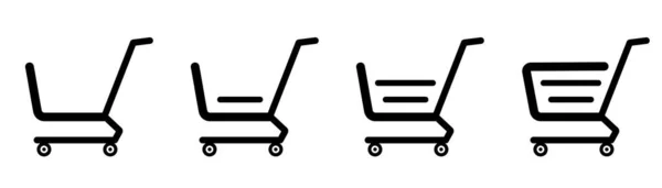 Een Selectie Van Abstracte Web Iconen Boodschappenmanden Uit Supermarkt Vector — Stockvector