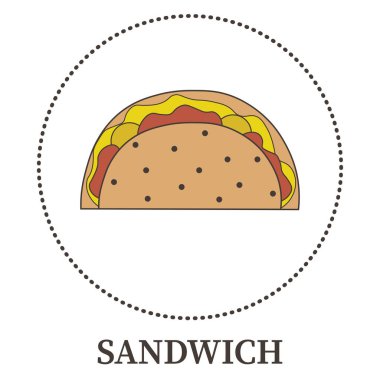 Soyut büyük sandviç, beyaz arkaplanda pita - Vektör illüstrasyonu