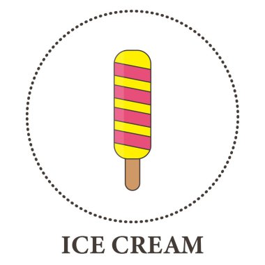 Beyaz arkaplanda buzlu çubuk üzerinde gerçekçi dondurma - Vektör illüstrasyonu