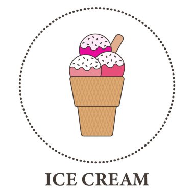 Beyaz arka planda bir fincanda gerçekçi bir dondurma - Vektör illüstrasyonu