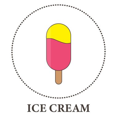 Beyaz arkaplanda buzlu çubuk üzerinde gerçekçi dondurma - Vektör illüstrasyonu