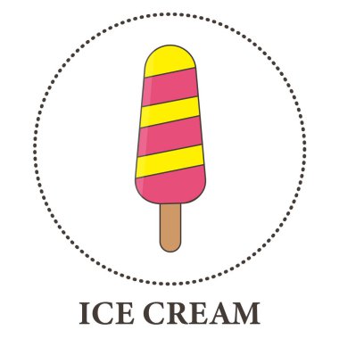 Beyaz arkaplanda buzlu çubuk üzerinde gerçekçi dondurma - Vektör illüstrasyonu