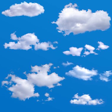 Büyük karlı mavi gökyüzü - beyaz bulutlar