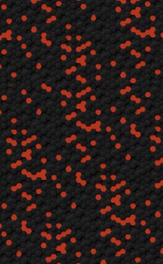 Kırmızı arkaplanda soyut altıgenler siyah - illüstrasyon