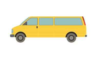 Beyaz arkaplanda büyük sarı minibüs - Vektör illüstrasyonu
