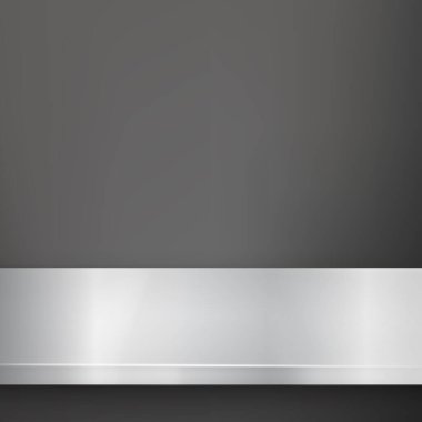 Metal mutfak tezgahı, demir dokusu, siyah arkaplanda büyük bir masa - vektör illüstrasyonu