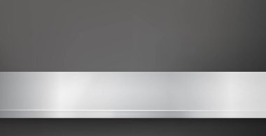 Metal mutfak tezgahı, demir dokusu, siyah arkaplanda büyük bir masa - vektör illüstrasyonu