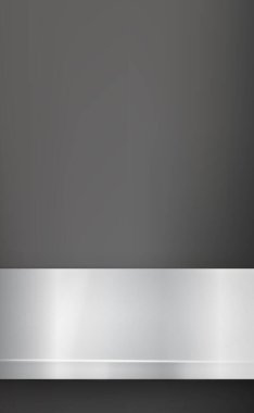 Metal mutfak tezgahı, demir dokusu, siyah arkaplanda büyük bir masa - vektör illüstrasyonu