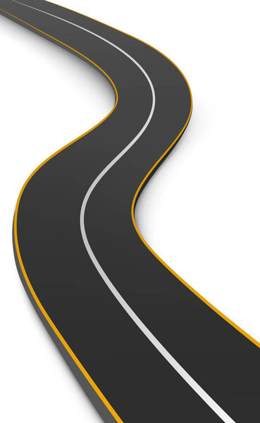 Реалистичная извилистая автомобильная дорога, растянувшаяся до горизонта - векторная иллюстрация