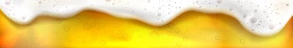 Realistic Beer Background Foamy Drink Dripping Drops Vector Illustration — Vetor de Stock