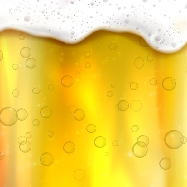 Realistic Beer Background Foamy Drink Dripping Drops Vector Illustration — Διανυσματικό Αρχείο