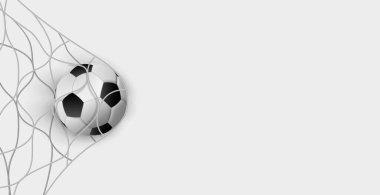 Beyaz zemin üzerinde bir futbol kalesinde futbol topu - Vektör illüstrasyon