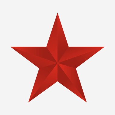 Beyaz arkaplanda büyük kırmızı yıldız - Vektör illüstrasyonu