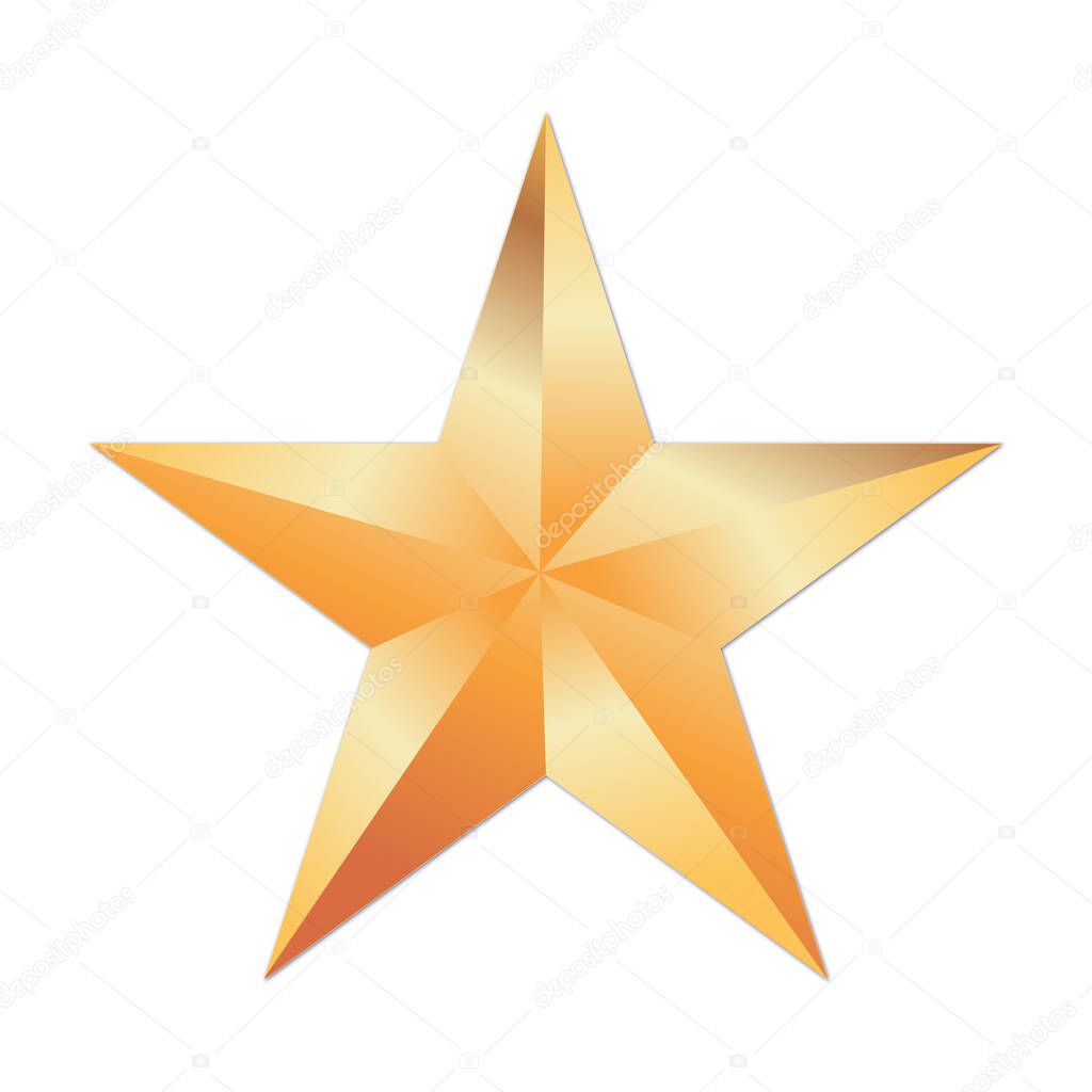 Big golden star on white background - Vector illustration