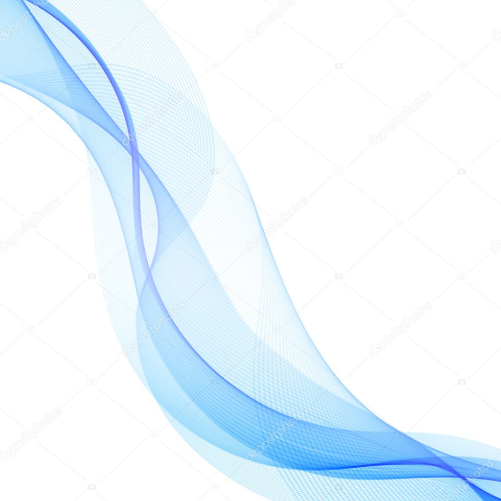Abstract blue wavy lines on white background - Vector illustration