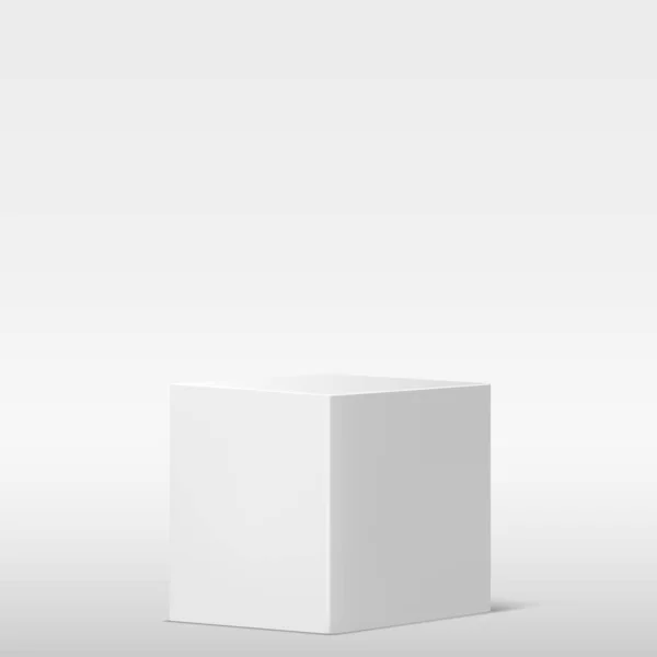 Реалистичный Серый Белая Студия Белые Кубики Подиум Векторная Иллюстрация — стоковый вектор