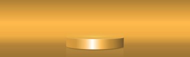 Gerçekçi sarı stüdyo, altın podyum gölgesi - Vektör illüstrasyonu