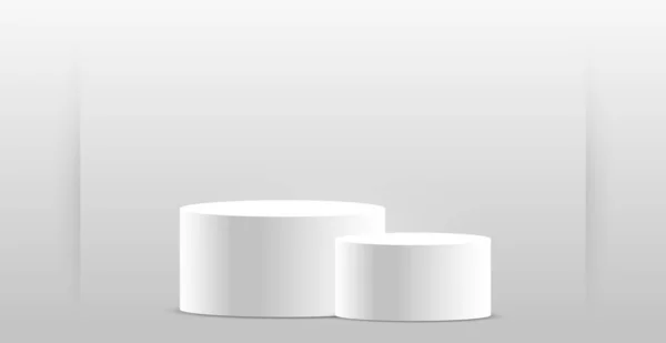 Реалистичный Серый Белая Студия Белый Цилиндр Подиум Векторная Иллюстрация — стоковый вектор