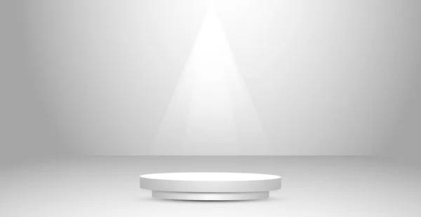 Fond Studio Blanc Grand Podium Avec Éclairage Haut Illustration Vectorielle — Image vectorielle