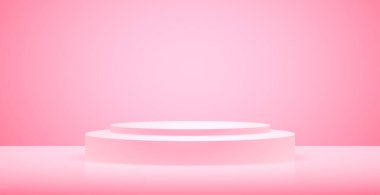 Büyük kırmızı stüdyo, ışıklandırmalı podyum - Vektör illüstrasyonu