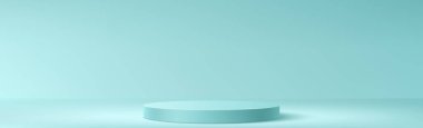 Mavi stüdyo arka planı, yuvarlak bir podyum - Vektör illüstrasyonu