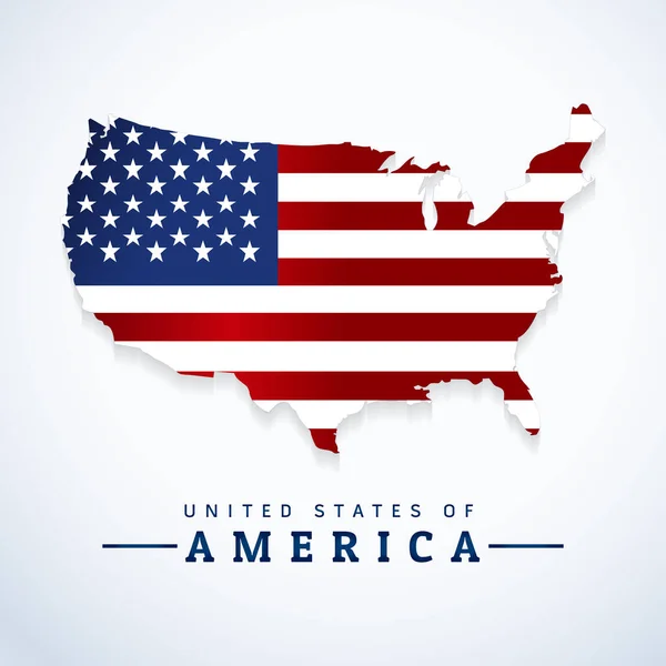 国の地図の形で現実的なアメリカの旗 ベクトル図 — ストックベクタ
