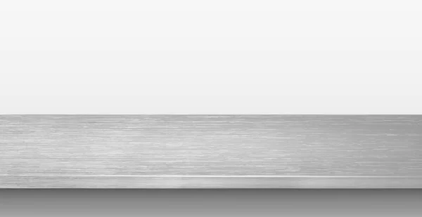 Металева кухонна стільниця, залізна текстура, великий стіл на білому тлі Вектор — стоковий вектор