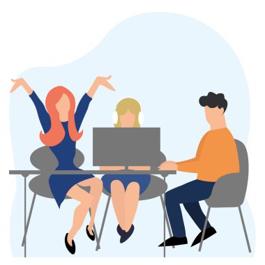 İş görüşmesi, iş görüşmesi, başarılı sınav - Vektör illüstrasyonu