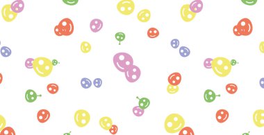 Kusursuz desen, farklı duyguları ifade eden duygu simgeleri - vektör illüstrasyonu