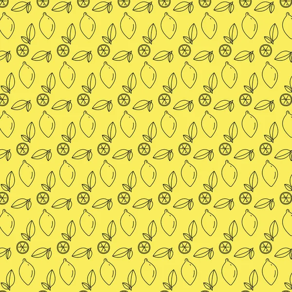 Modèle Sans Couture Citrons Jaunes Mûrs Réalistes Illustration Vectorielle — Image vectorielle