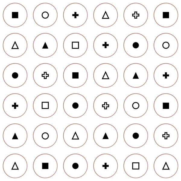 Modello Senza Cuciture Varie Forme Geometriche Sfondo Bianco Illustrazione Vettoriale — Vettoriale Stock