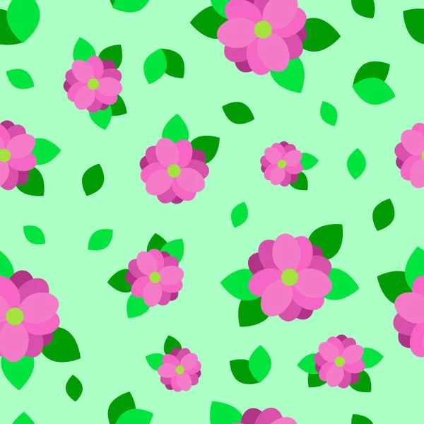 Motif Sans Couture Fleurs Différentes Tailles Feuilles Illustration Vectorielle — Image vectorielle