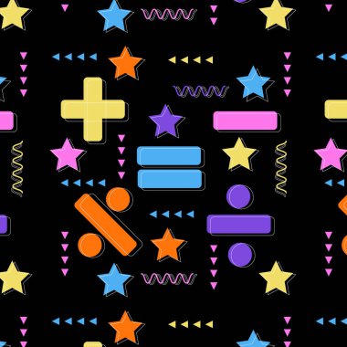 Kusursuz renkli arkaplan deseni, çeşitli geometrik şekiller - Vektör illüstrasyonu