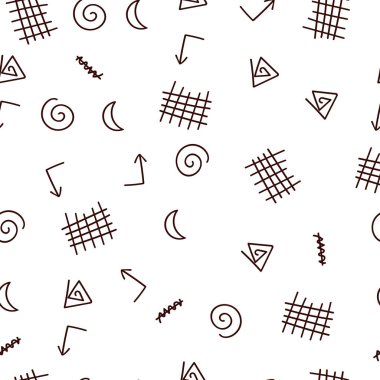 Kusursuz desen, beyaz arkaplanda çeşitli geometrik şekiller - Vektör illüstrasyonu