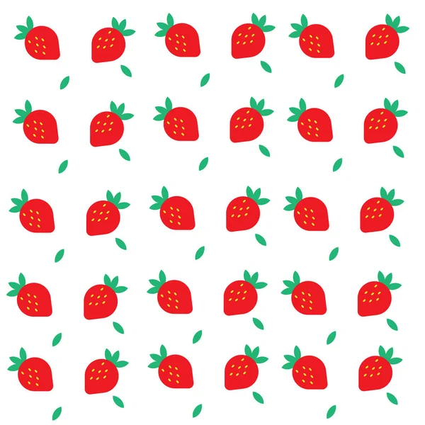 Naadloos Patroon Aardbeien Een Witte Achtergrond Vector Illustratie — Stockvector