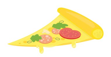 Pepperonili gerçekçi pizza ve farklı sos ve peynir çeşitleri - Vektör illüstrasyon
