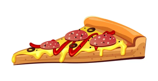 Pizza Réaliste Avec Pepperoni Différents Types Sauces Fromage Illustration Vectorielle — Image vectorielle