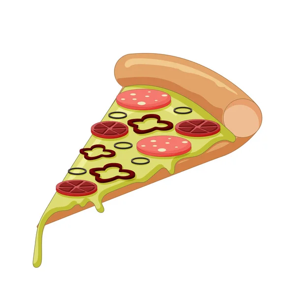Pizza Realista Com Pepperoni Diferentes Tipos Molhos Queijo Ilustração Vetorial — Vetor de Stock