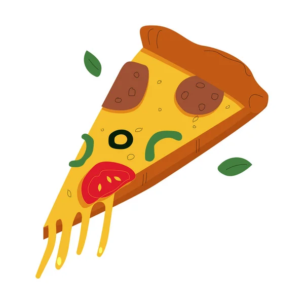 Pizza Realista Con Pepperoni Diferentes Tipos Salsas Quesos Ilustración Vectorial — Vector de stock