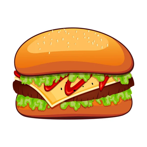 Hamburguesa Grande Realista Sobre Fondo Blanco Ilustración Vectorial — Archivo Imágenes Vectoriales