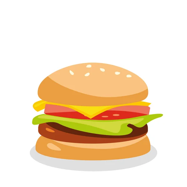 Realista Nagy Hamburger Fehér Háttér Vektor Illusztráció — Stock Vector