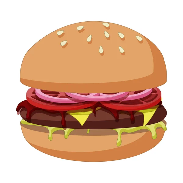 Realistyczny Duży Hamburger Białym Tle Ilustracja Wektora — Wektor stockowy