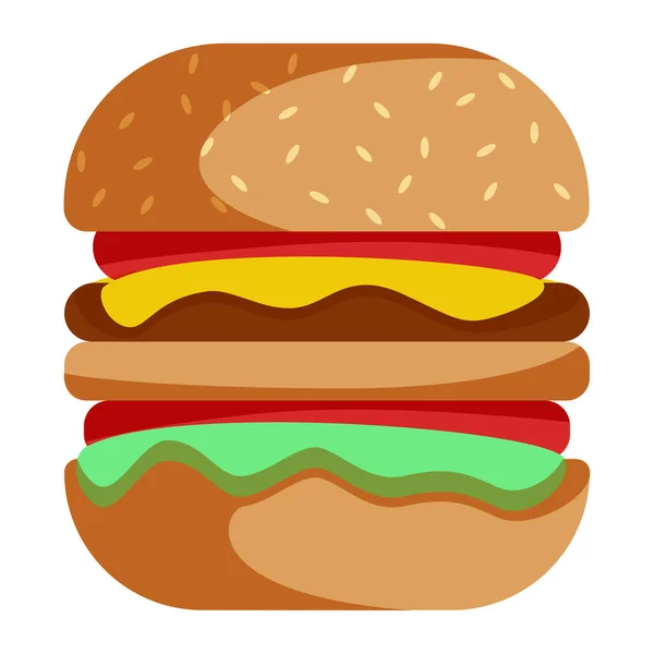 Реалістичний Великий Гамбургер Білому Тлі Векторні Ілюстрації — стоковий вектор