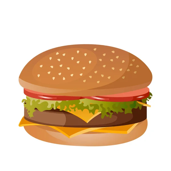 Реалистичный Большой Гамбургер Белом Фоне Векторная Иллюстрация — стоковый вектор