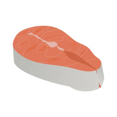 Beyaz zemin üzerinde taze kırmızı balık parçası - Vektör illüstrasyonu