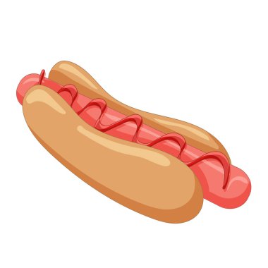 Sosisli ve Taze Sebzeli Gerçekçi Sandviç - Vektör illüstrasyonu