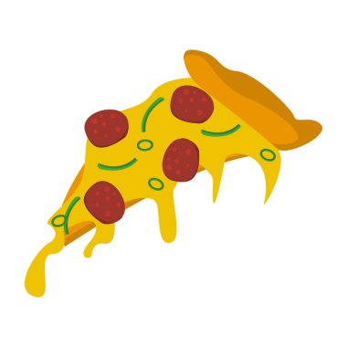 Pepperonili gerçekçi pizza ve farklı sos ve peynir çeşitleri - Vektör illüstrasyon