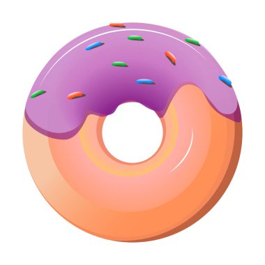 Beyaz arkaplanda gerçekçi yuvarlak çörek - Vektör illüstrasyonu